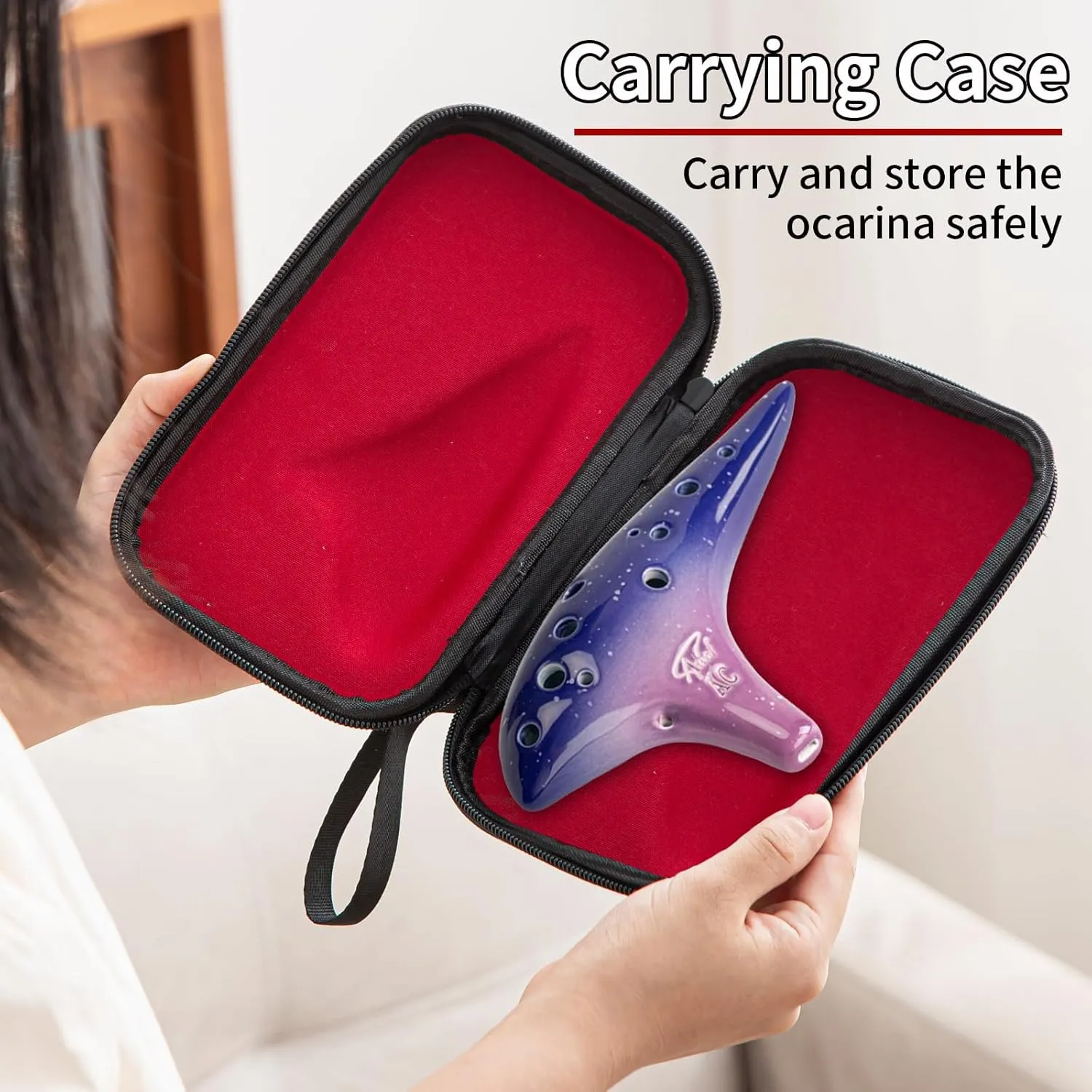 “Ocean Notes” 12 Hole Sweet Potato Ocarina Graceful Shape Pottery Ocarina in Alto C (Starry Purple)