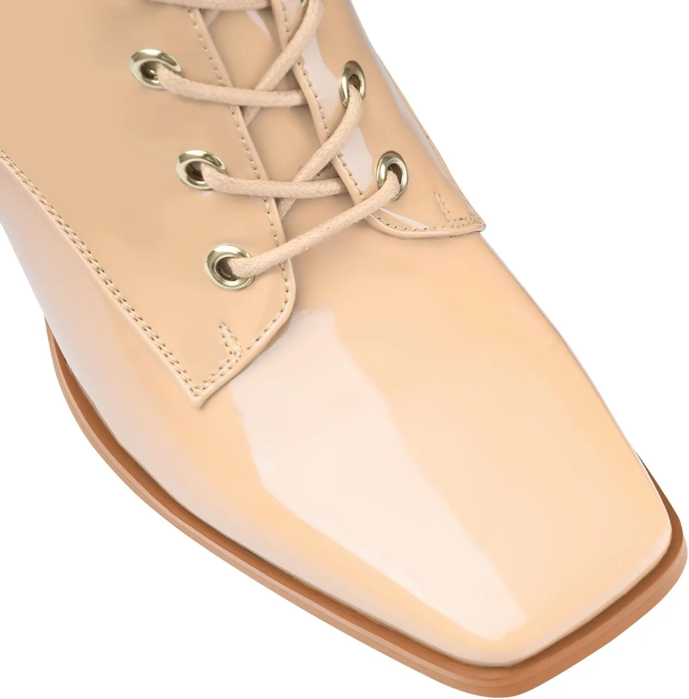 Oh Mispares Women's Chunky Heel Ankle Boots Square Toe Lace-up Chunky Block Heeled Side Zipper Short Booties Comfortable Walking Boot Shoes