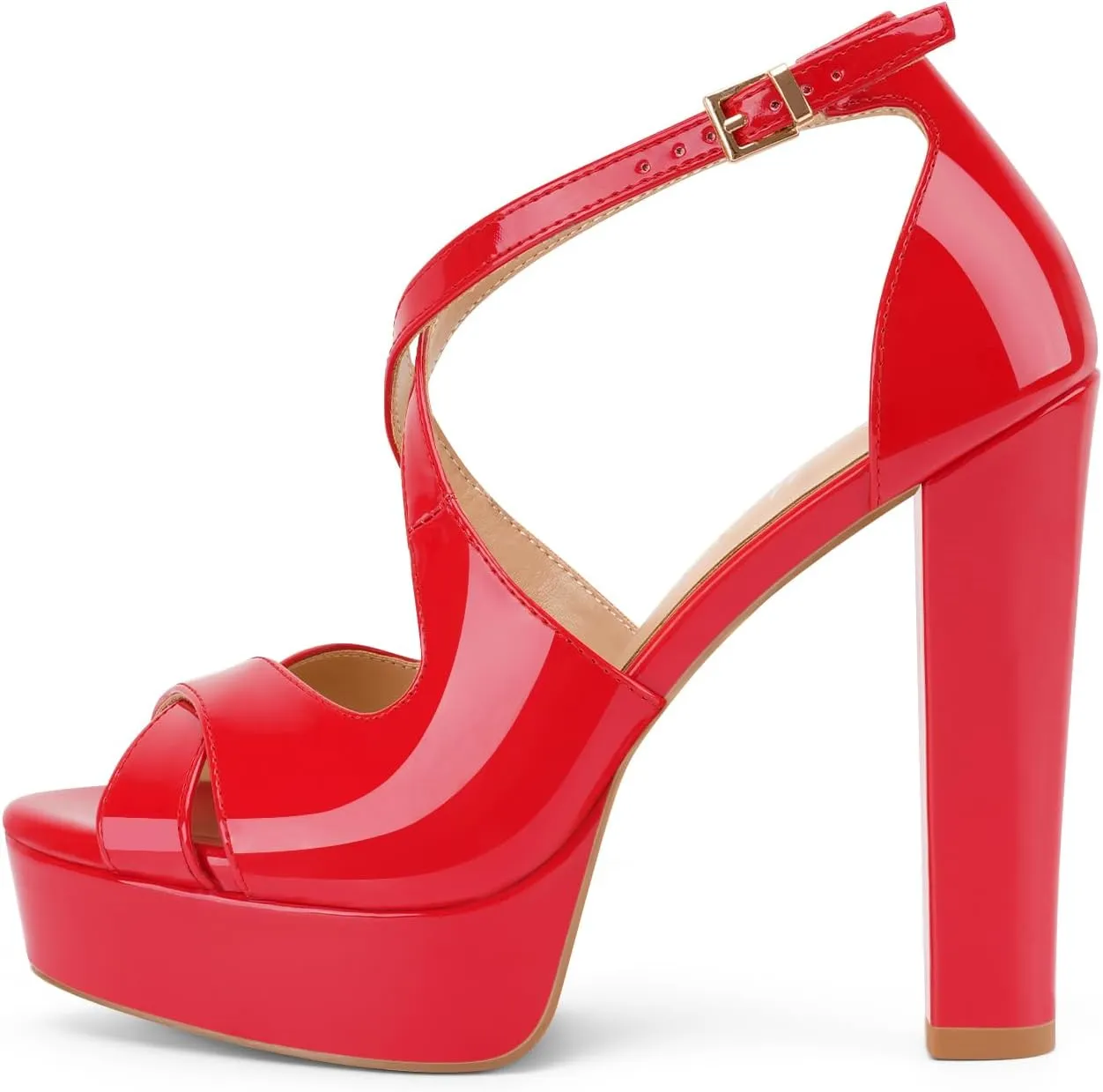 Oh Mispares Wome's Chunky Block High Heel Platform Sandals Peep Toe Sexy Crisscross Strappy Heels for Women Ankle Strap Dress Shoes for Wedding Party Evening Summer