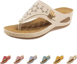 Orthopedic Sandals for Women and Men-Summer 2025 Open-Toe Slippers, PU Lightweight Anti-Slip Sandal with Arch Support Wedge Flip Flops Indoor And Outdoor
