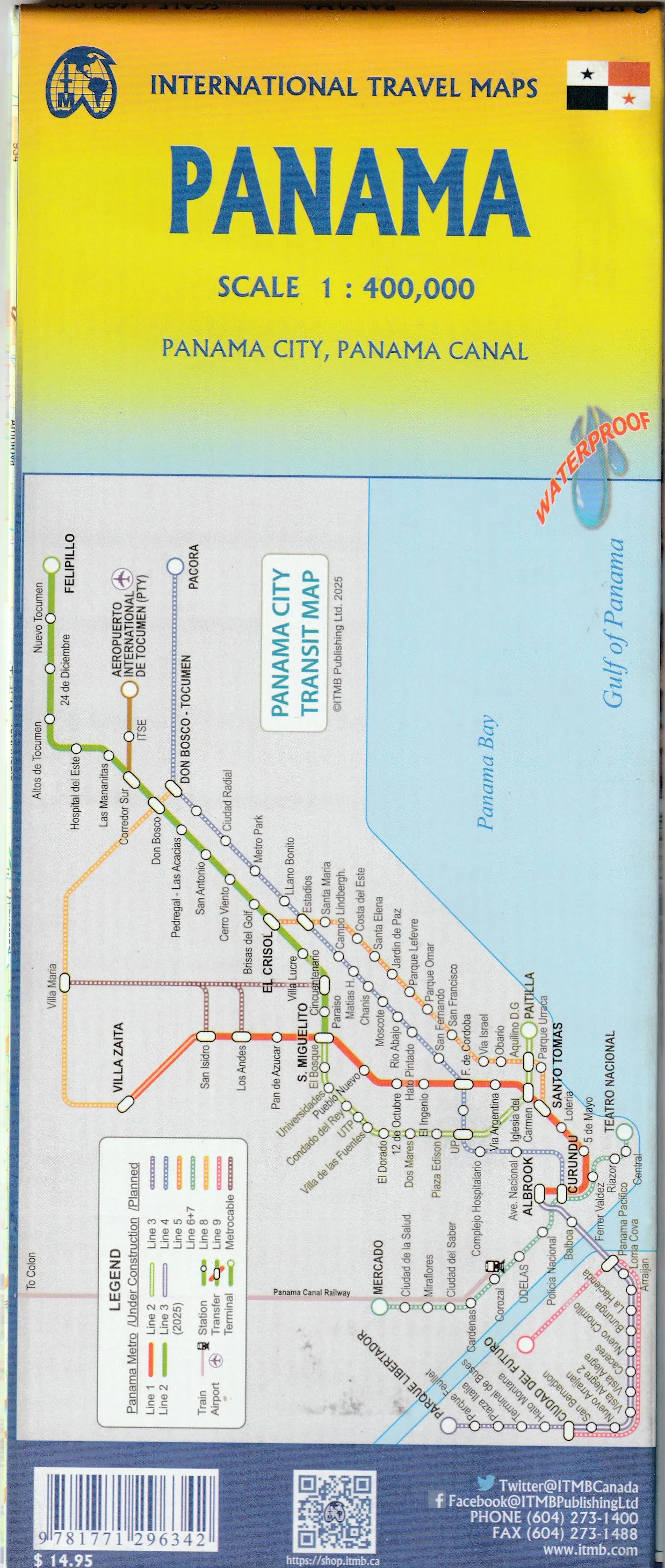 Panama Travel Reference Map 1:400K Waterproof