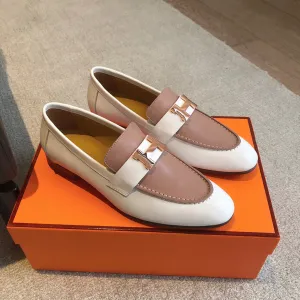 Paris Loafer White Beige Perlino Goatskin With Signature Paris Buckle