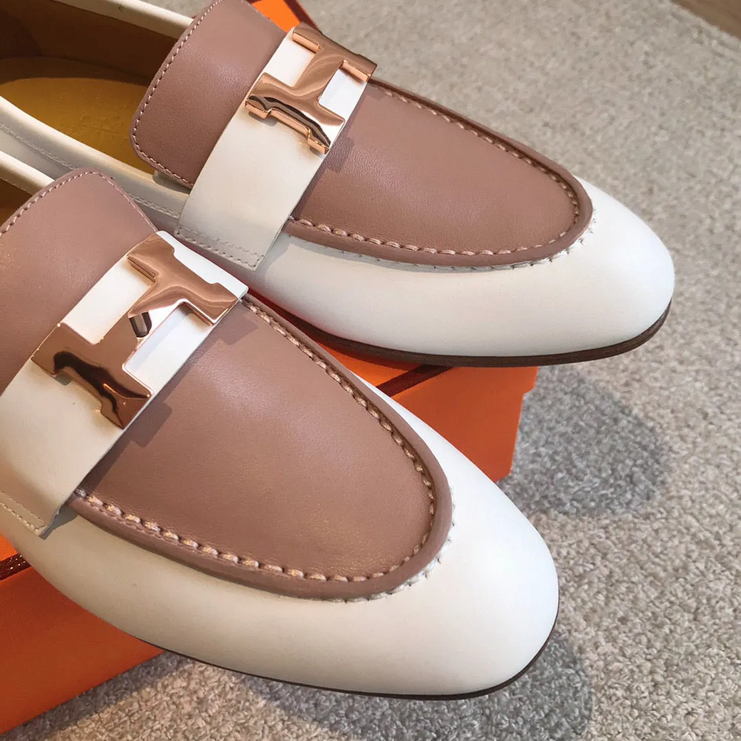 Paris Loafer White Beige Perlino Goatskin With Signature Paris Buckle