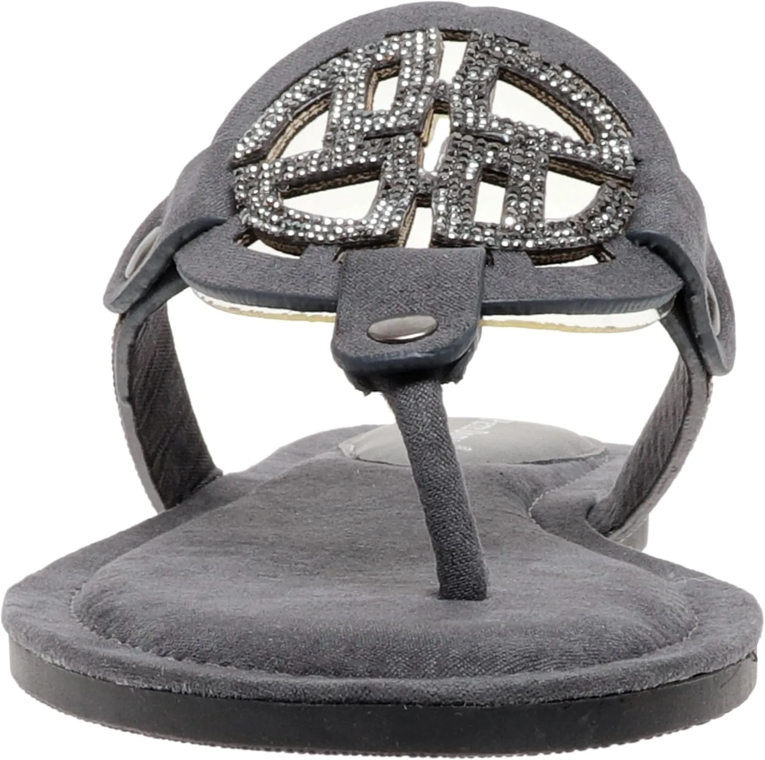 Pierre Dumas Women's Medallion Vegan Slide Thong Flip Flop Flat Sandal