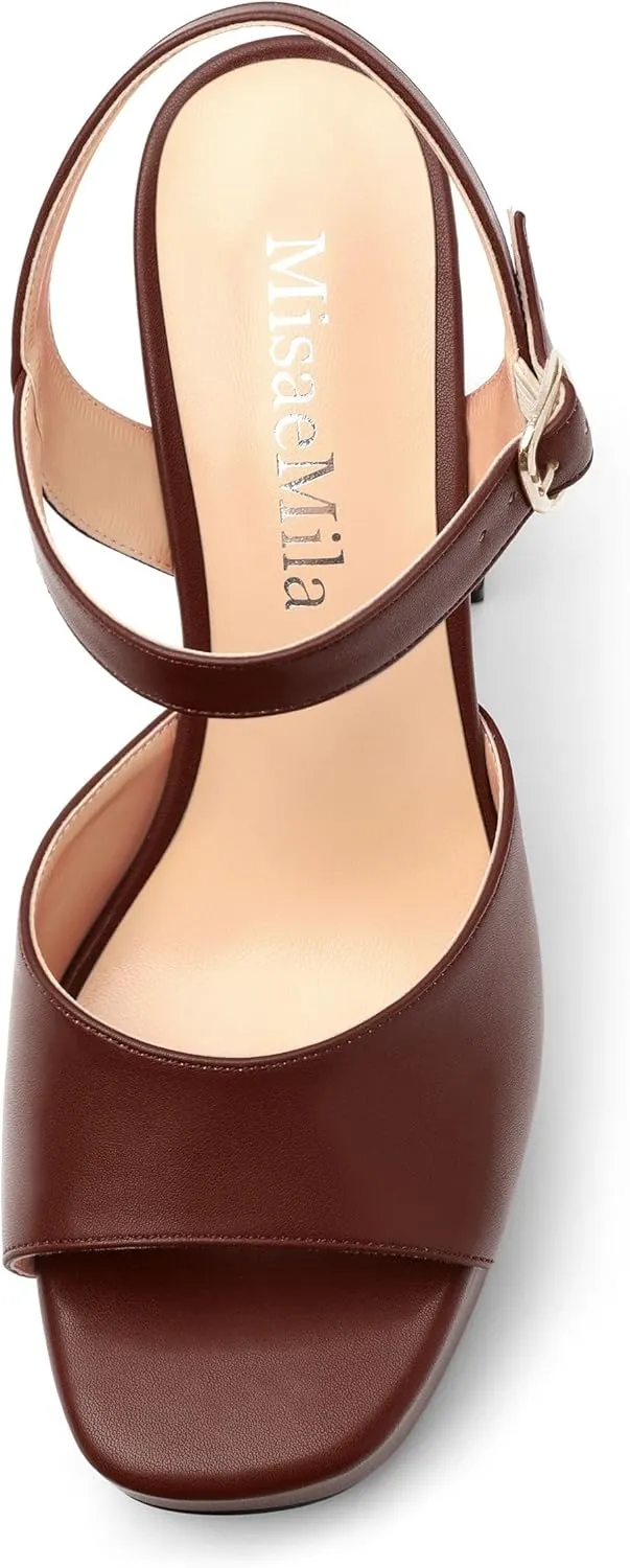 Platform Sandals High Heels for Women Comfortable Chunky Heel Square Open Toe Pumps with Adjustable Ankle Strap Women's Wedding Party Pumps