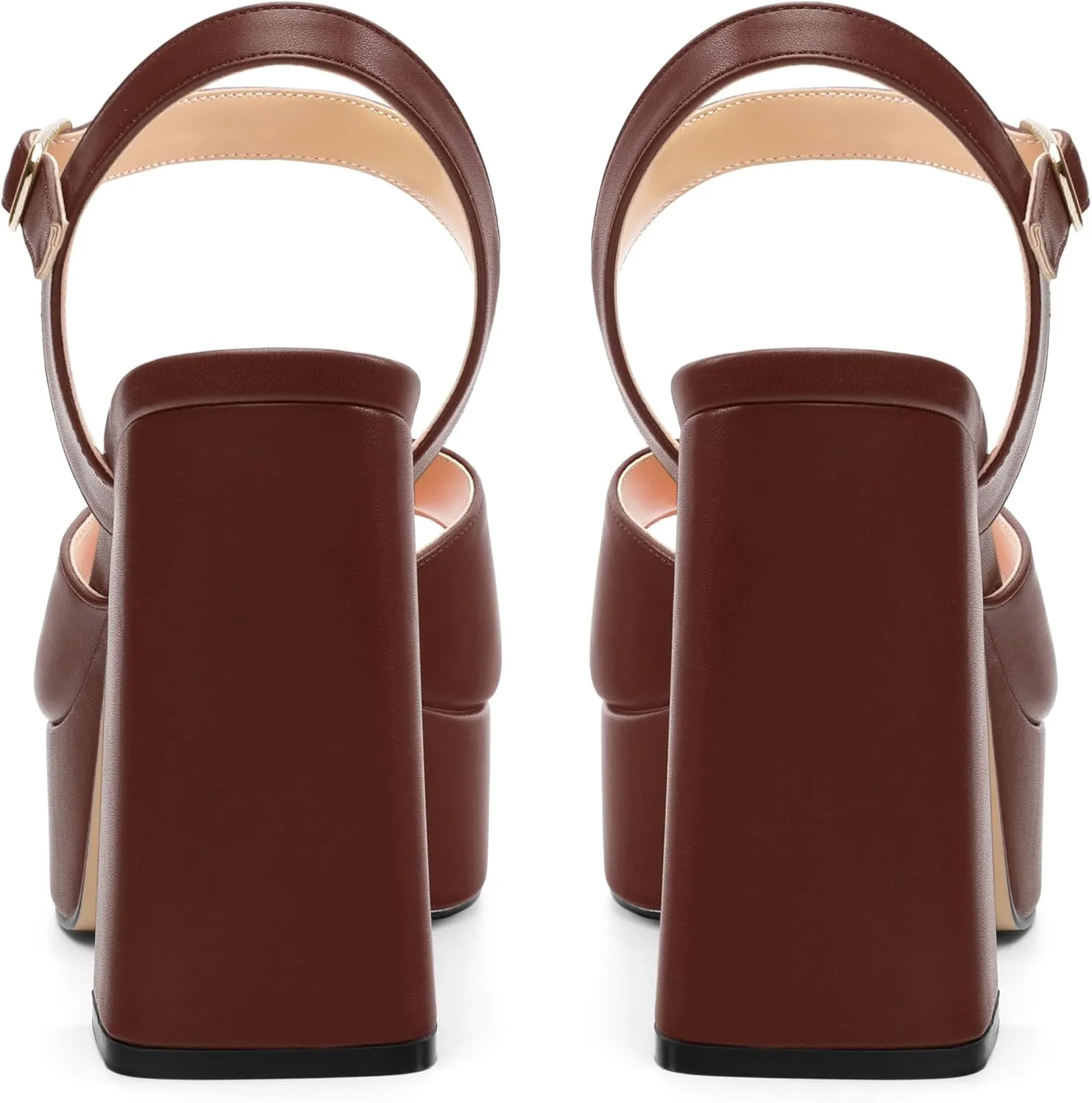 Platform Sandals High Heels for Women Comfortable Chunky Heel Square Open Toe Pumps with Adjustable Ankle Strap Women's Wedding Party Pumps