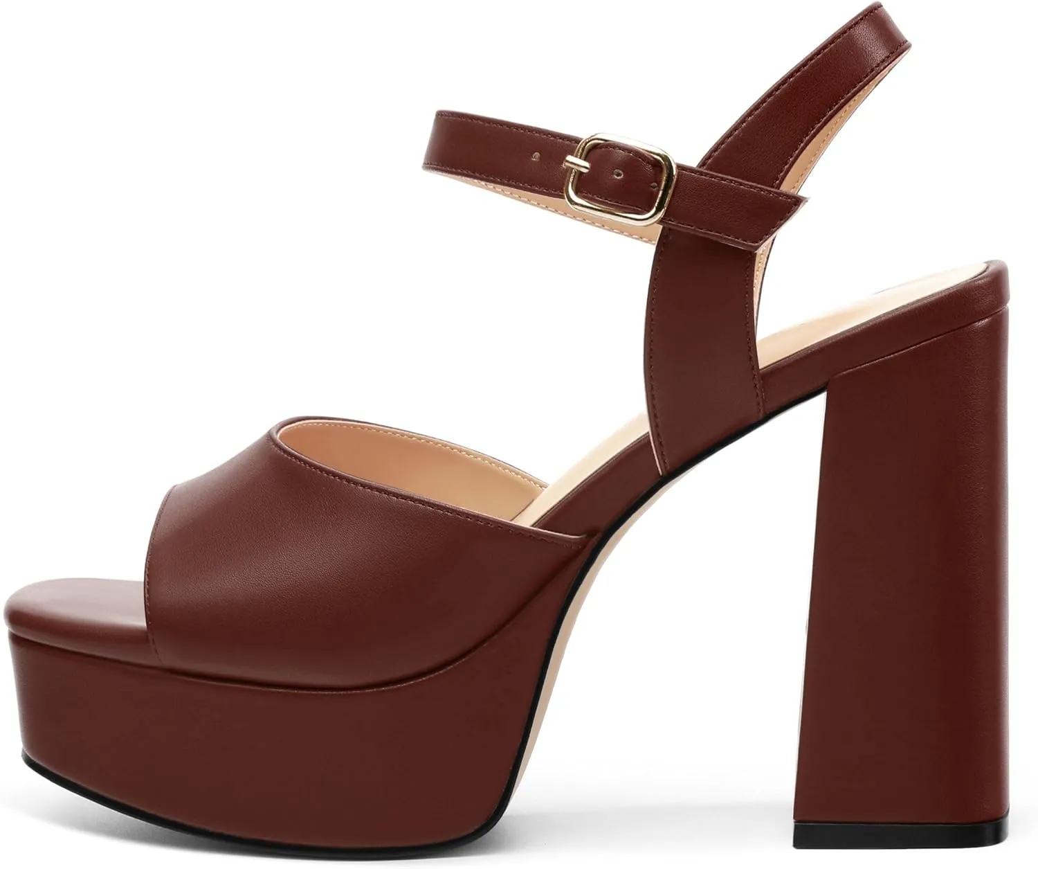 Platform Sandals High Heels for Women Comfortable Chunky Heel Square Open Toe Pumps with Adjustable Ankle Strap Women's Wedding Party Pumps