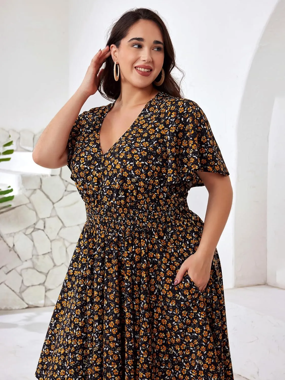 Plus Size Summer Dresses for Women 2025 Floral Maxi Dress Flowy Vacation Dress for Beach Wedding, Church, Garden Party