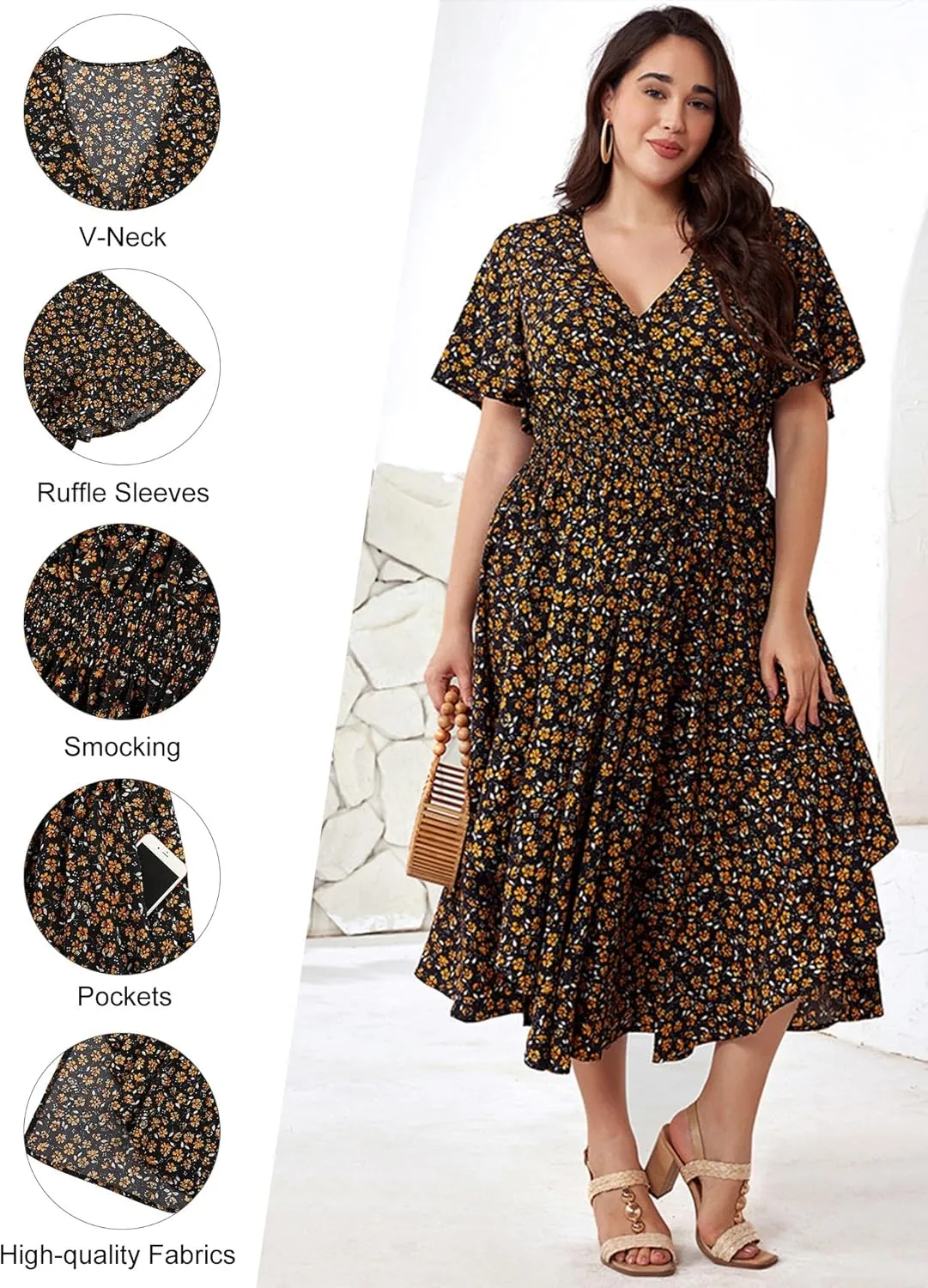 Plus Size Summer Dresses for Women 2025 Floral Maxi Dress Flowy Vacation Dress for Beach Wedding, Church, Garden Party