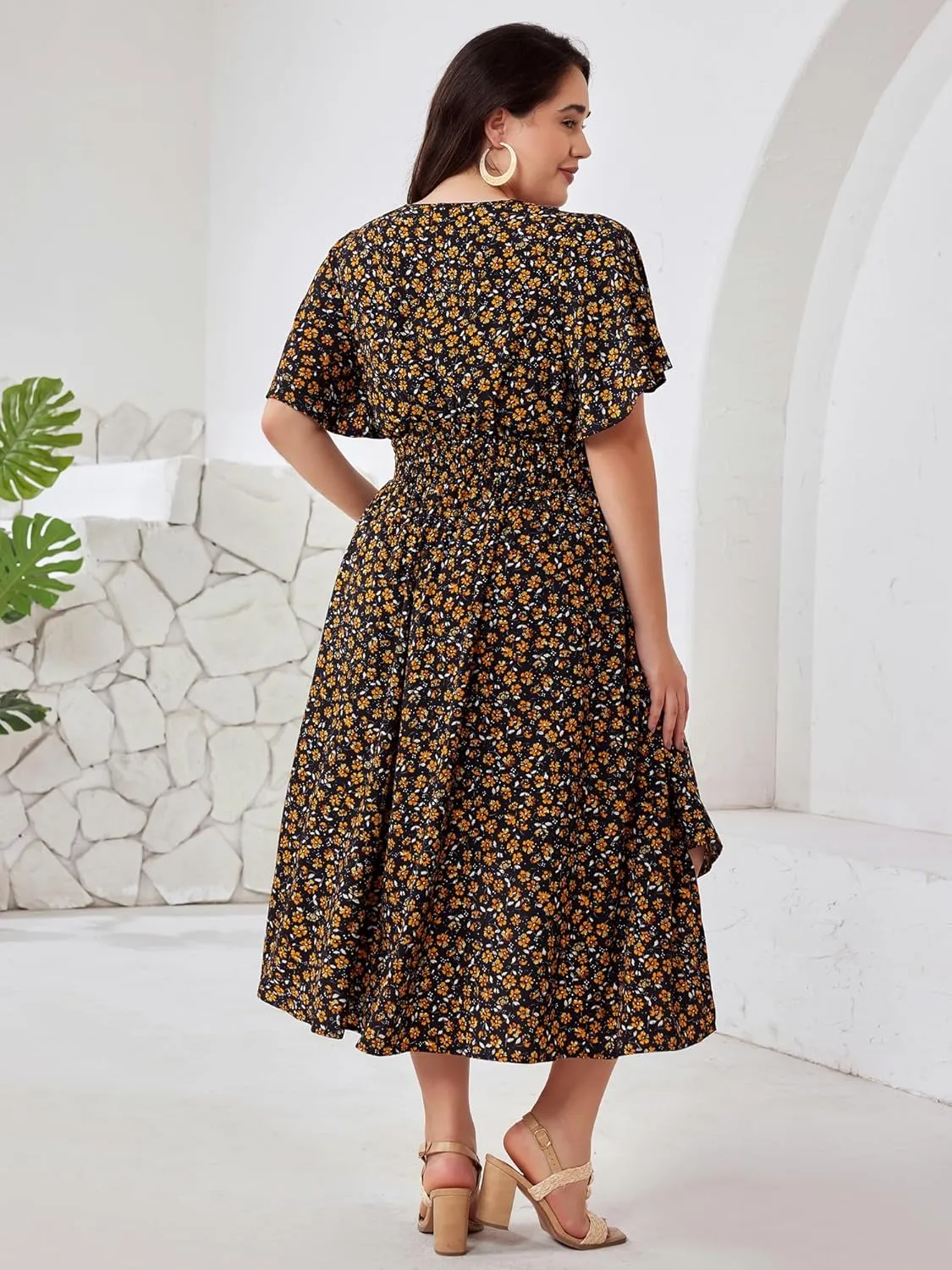 Plus Size Summer Dresses for Women 2025 Floral Maxi Dress Flowy Vacation Dress for Beach Wedding, Church, Garden Party