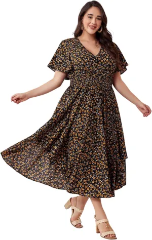 Plus Size Summer Dresses for Women 2025 Floral Maxi Dress Flowy Vacation Dress for Beach Wedding, Church, Garden Party