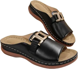 Plus Size Women’s Trendy Casual Travel Shoes – Versatile Bohemian Ethnic Style with Double Buckle & Heart Pattern | Beach Sandals