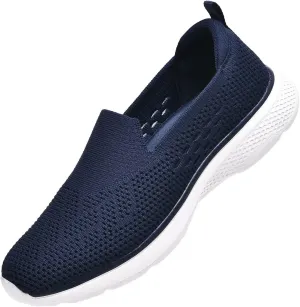 poemlady Walking Shoes Women Slip On Sneakers Knit Lightweight Comfortable Breathable Nurse Shoes for Work Travel