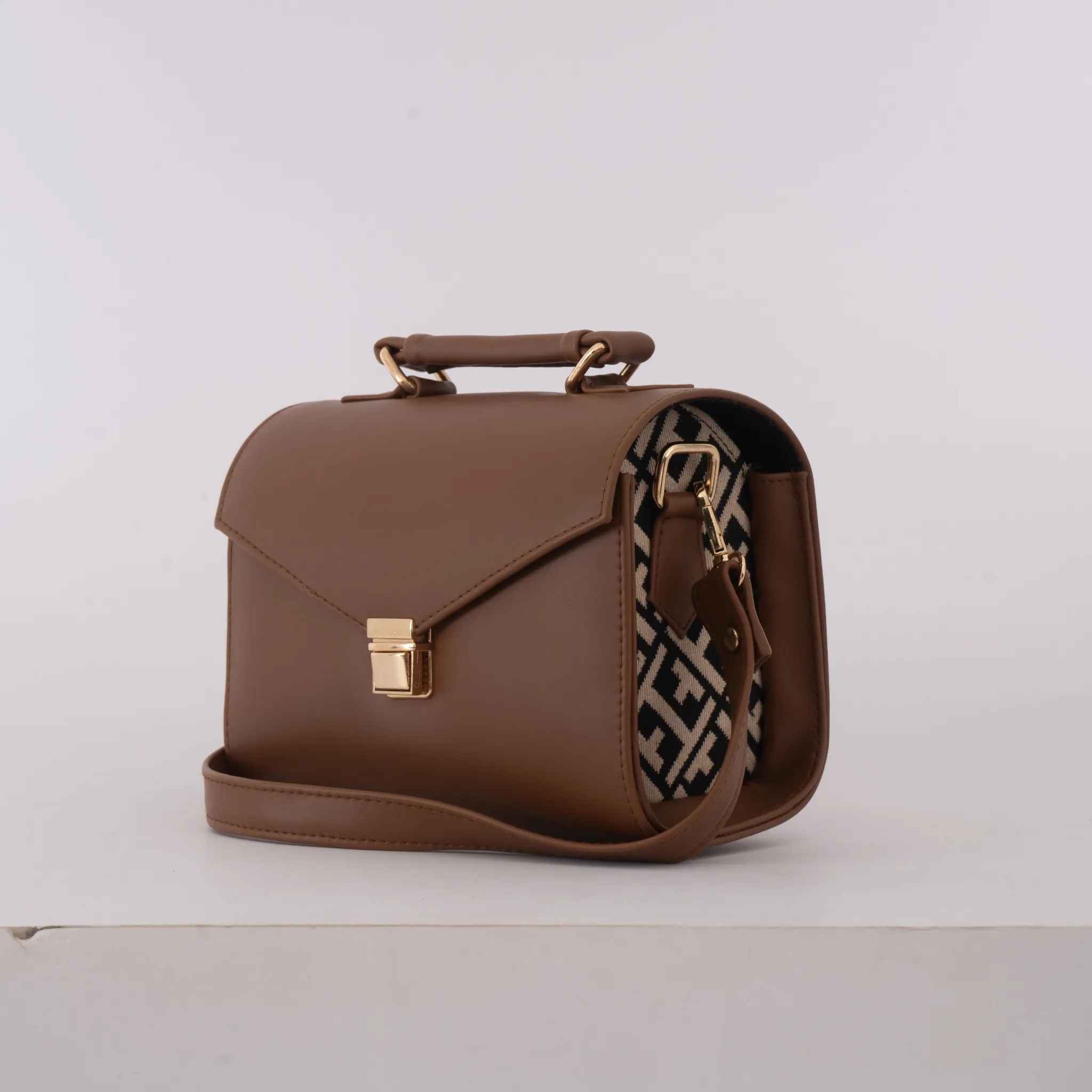 Pretty Little Box - Sling In Brown With Black T-Shape Design