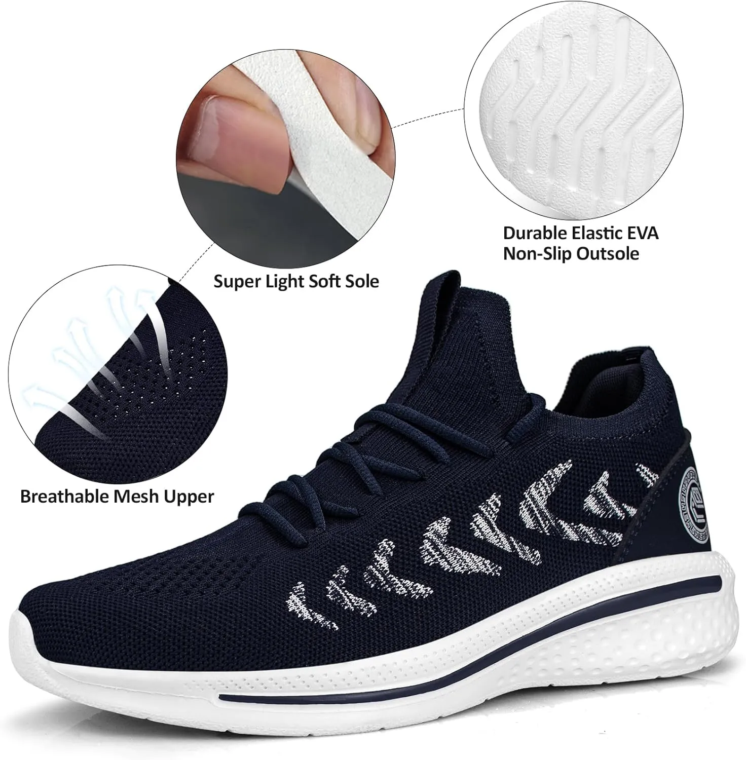 Pujcs Men Sneakers Lightweight Running Shoes for Men Slip on Walking Shoes Mesh Comfortable Atheletic Shoes for Tennis Gym Workout