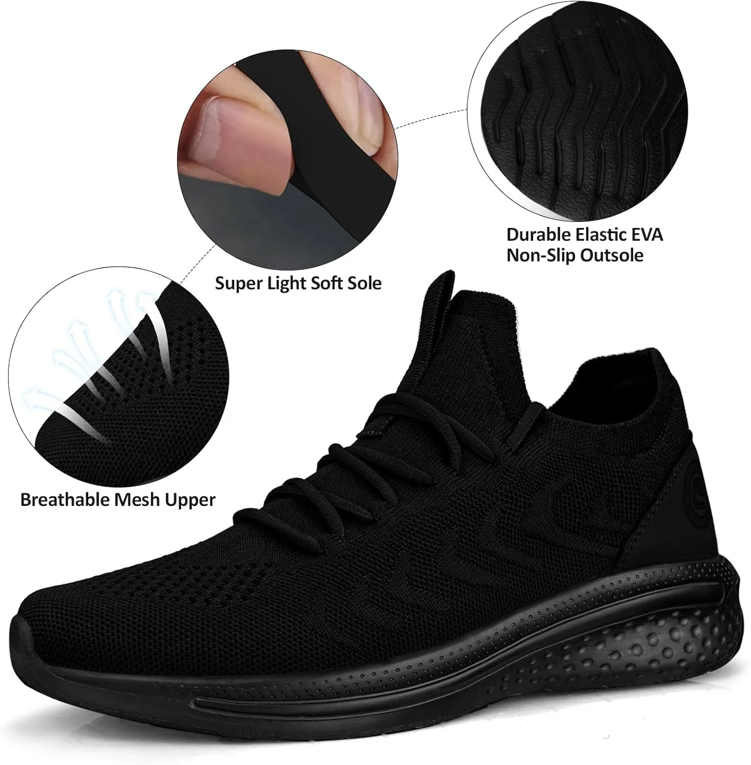 Pujcs Men Sneakers Lightweight Running Shoes for Men Slip on Walking Shoes Mesh Comfortable Atheletic Shoes for Tennis Gym Workout
