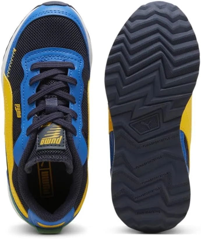 PUMA Unisex-Child Shoes Road Rider Sneaker, Navy-Yellow Sizzle, 12.5 US Little Kid