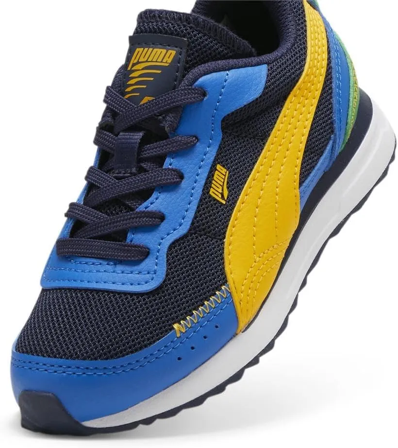 PUMA Unisex-Child Shoes Road Rider Sneaker, Navy-Yellow Sizzle, 12.5 US Little Kid