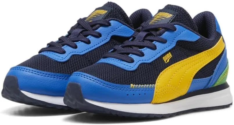PUMA Unisex-Child Shoes Road Rider Sneaker, Navy-Yellow Sizzle, 12.5 US Little Kid