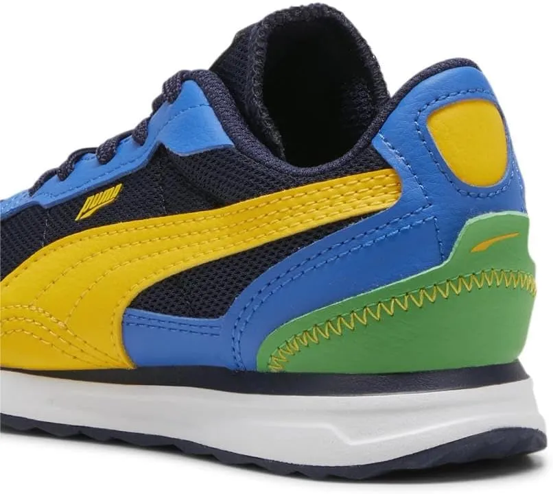 PUMA Unisex-Child Shoes Road Rider Sneaker, Navy-Yellow Sizzle, 12.5 US Little Kid