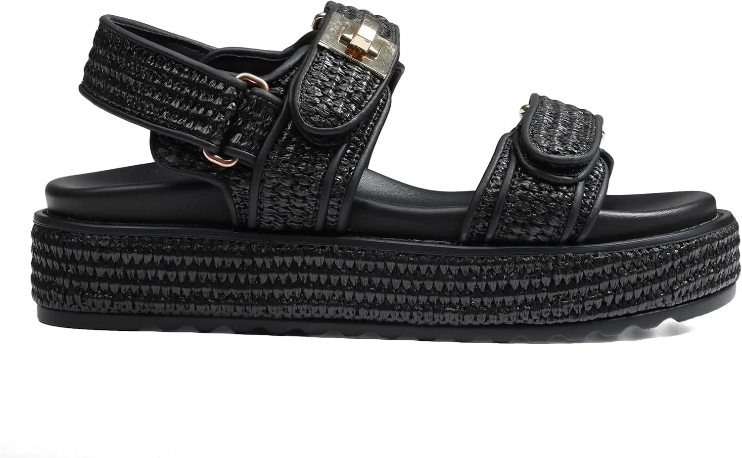 Raffia Platform Sandals Women, Summer Beach Walking Comfortable Cute Vacation Chunky Womens Sandals Slingback Adjustable Strap Buckle Sandals