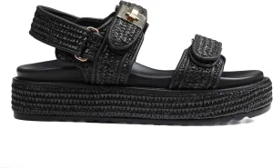 Raffia Platform Sandals Women, Summer Beach Walking Comfortable Cute Vacation Chunky Womens Sandals Slingback Adjustable Strap Buckle Sandals