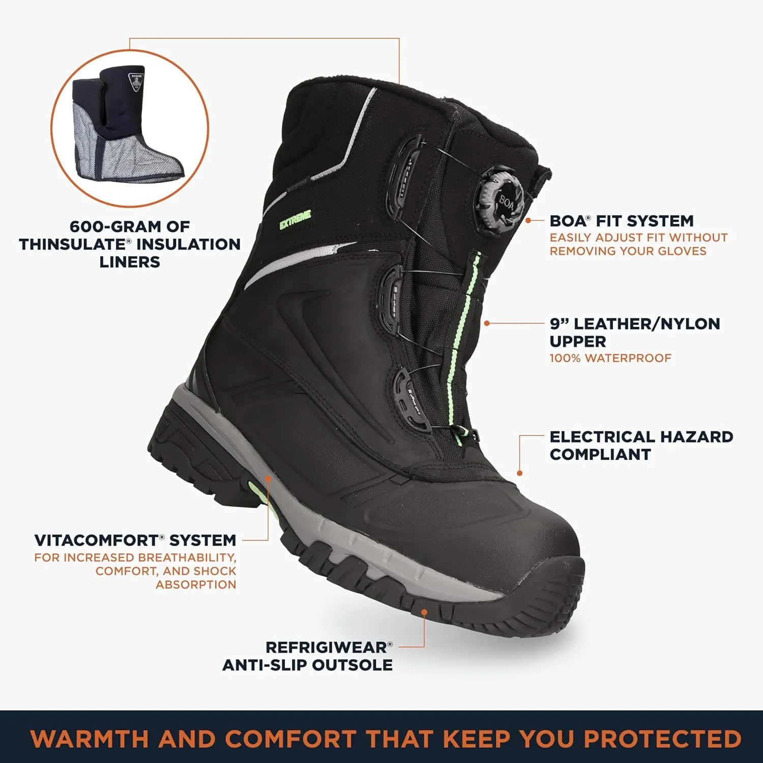 RefrigiWear Extreme Pac Boots, Waterproof Work Boot for Men, -60°F Comfort Rating