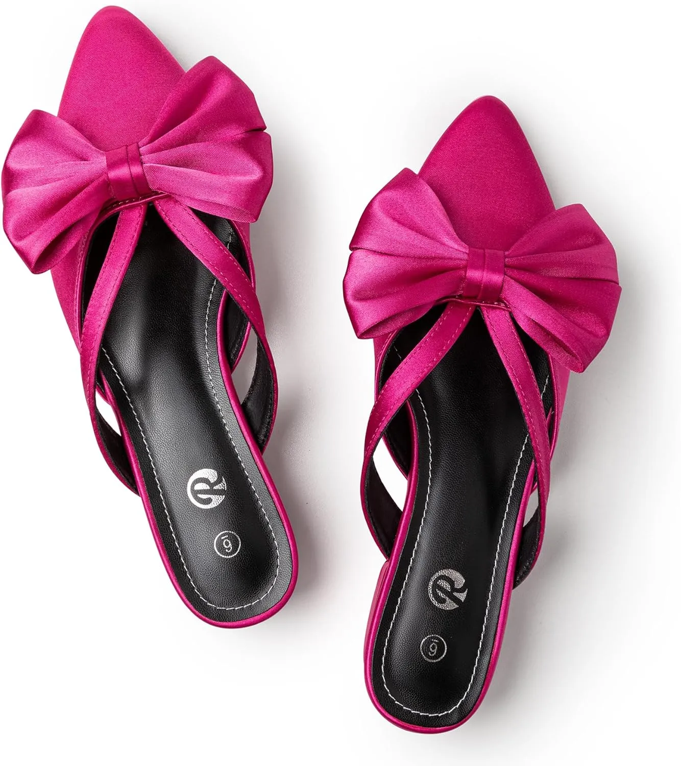 Rekayla Mules for Women Closed Pointed Toe Flats Slip On Women's Mules with Bow Knot Comfortable Backless Loafers Low Heels Casual Work Party Dress Shoes