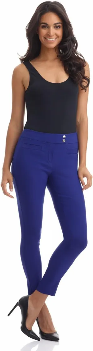 Rekucci Women's Ease into Comfort Slim Ankle Pant with Snaps
