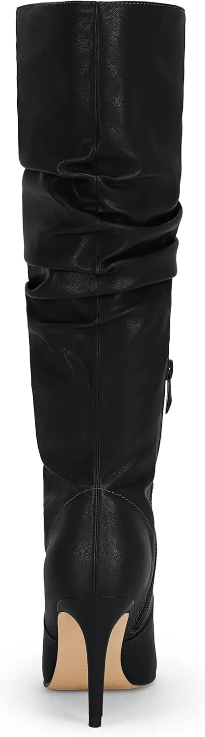 Rilista Womens Knee High Boots Pointed Toe High Heel Fall Fashion Mid Calf Stiletto Booties