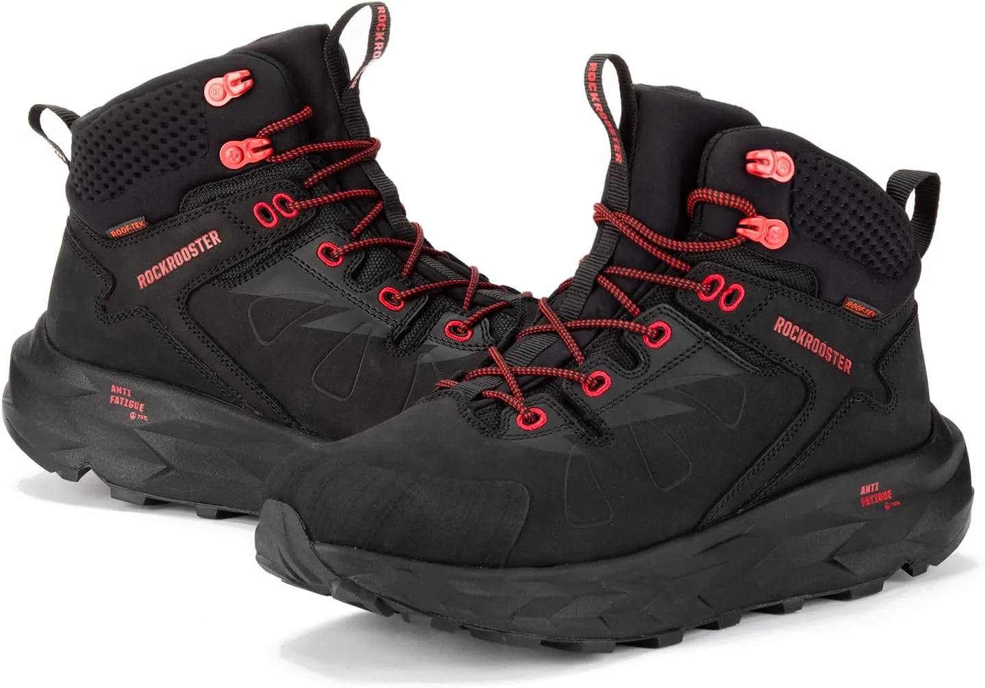ROCKROOSTER Farmington 2 Waterproof Hiking Boots for Men, 6" Anti-Fatigue Outdoor Nubuck Leather Shoes