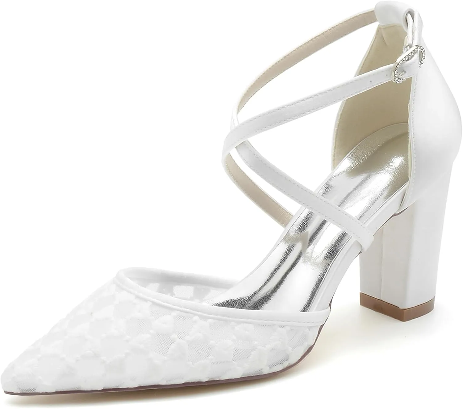 Roimaash Sweet Flower Wedding Strappy Sandals Open Toe Rhinetone Ankle Strap