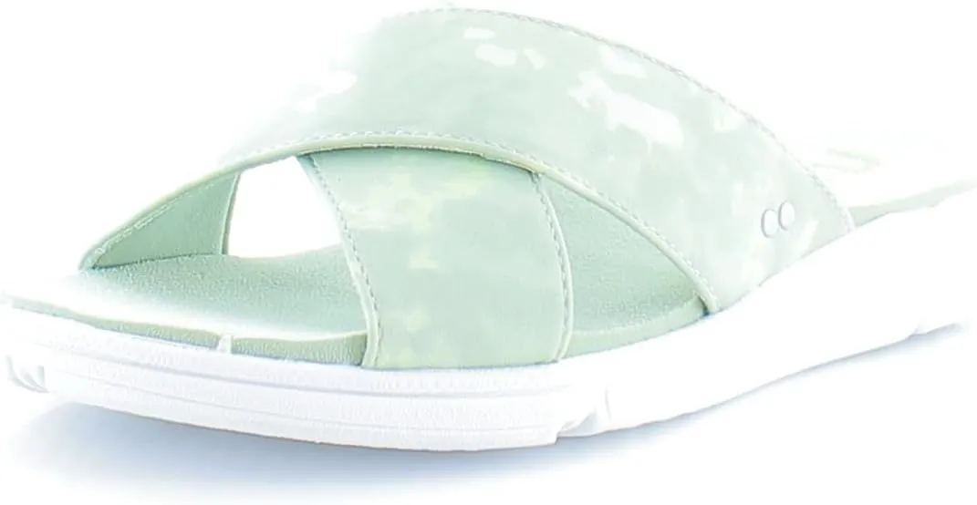 Ryka Womens Malin Flat Slip On Slide Sandals Green 9 Medium (B,M)
