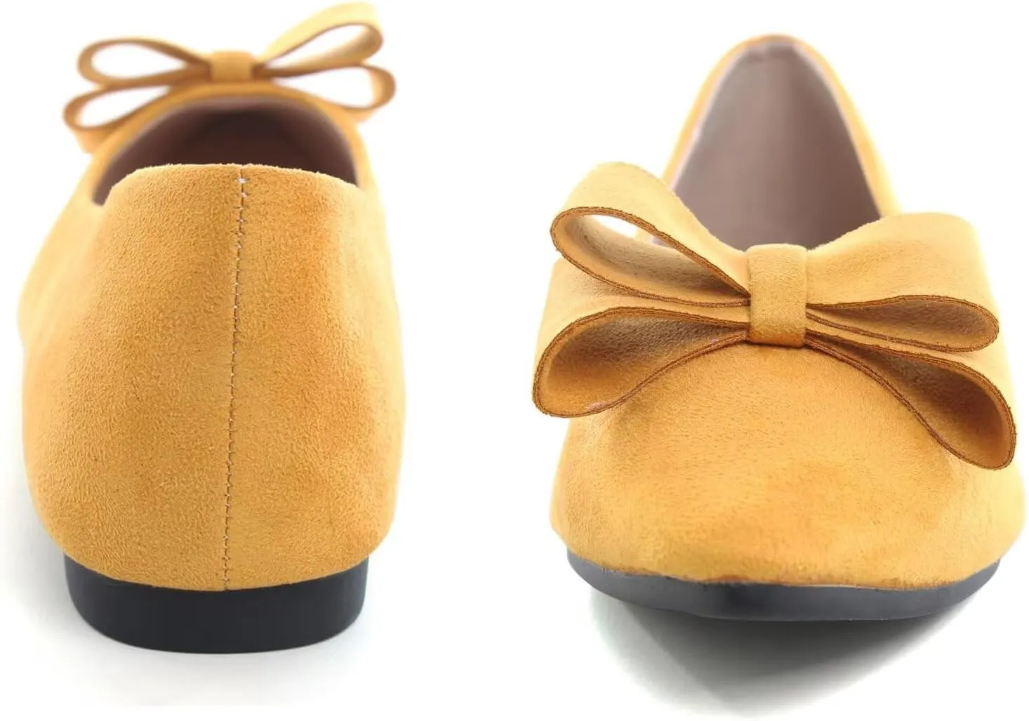 SAILING LU Bowknot Ballet Flats Womens Pointy Toe Casual Flat Shoes Suede Dress Shoes Wear to Work Slip On Moccasins