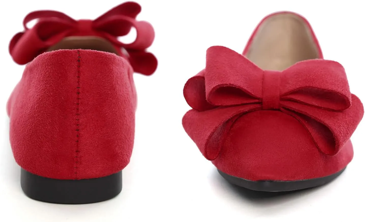 SAILING LU Bowknot Ballet Flats Womens Pointy Toe Casual Flat Shoes Suede Dress Shoes Wear to Work Slip On Moccasins