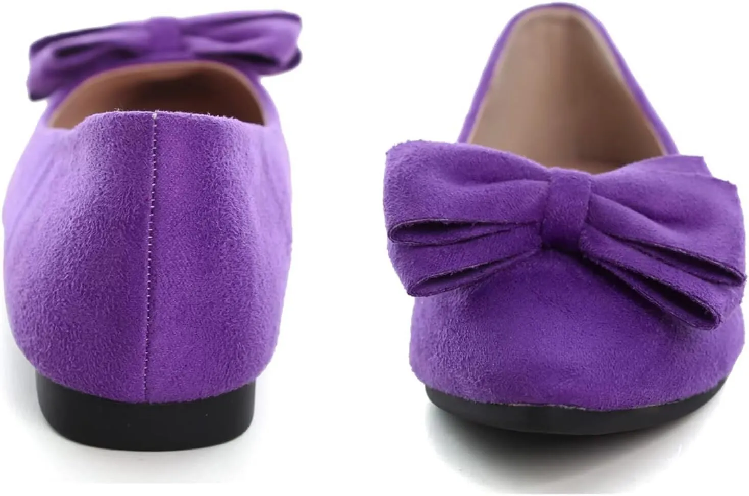SAILING LU Bowknot Ballet Flats Womens Pointy Toe Casual Flat Shoes Suede Dress Shoes Wear to Work Slip On Moccasins