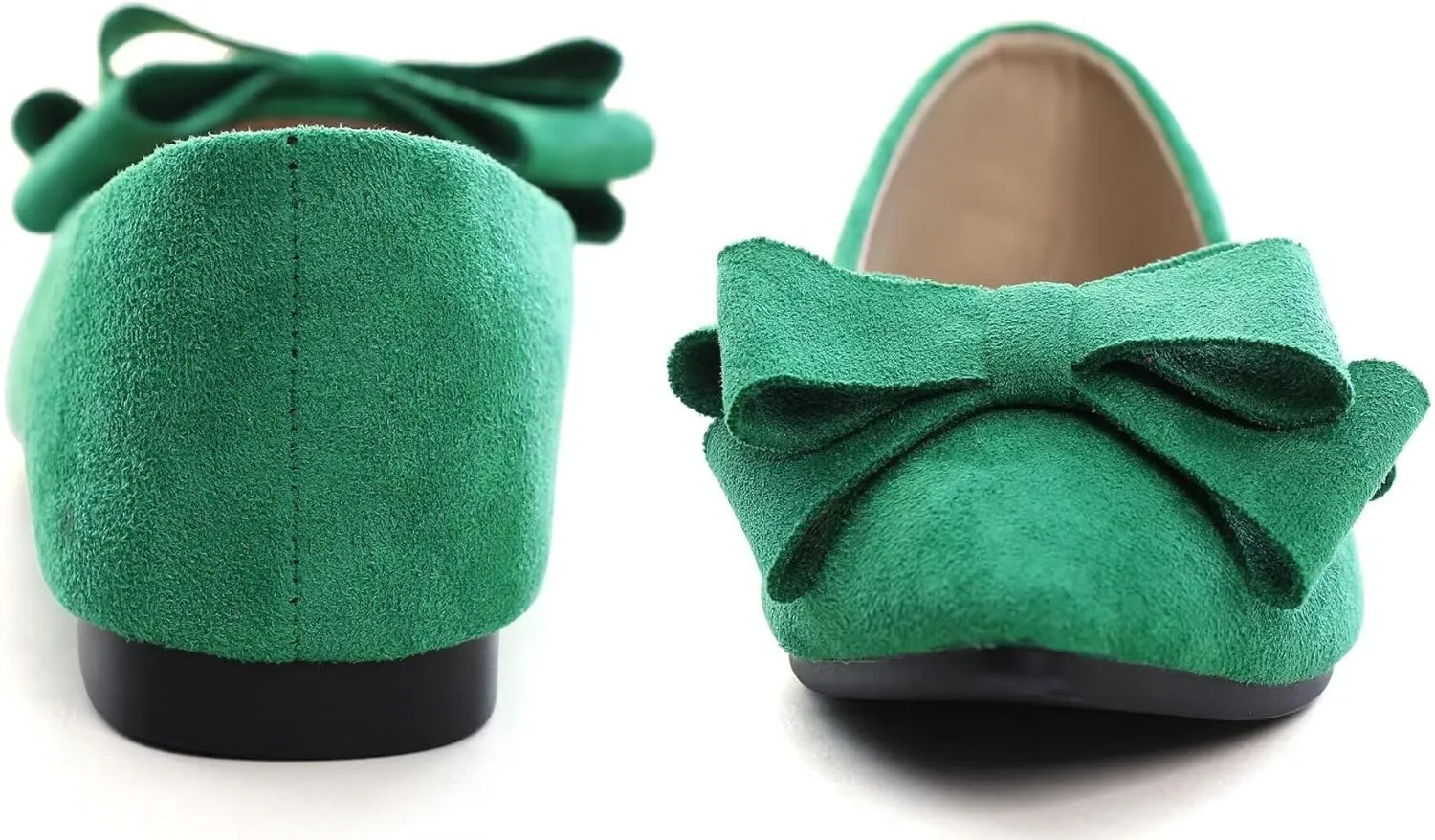 SAILING LU Bowknot Ballet Flats Womens Pointy Toe Casual Flat Shoes Suede Dress Shoes Wear to Work Slip On Moccasins