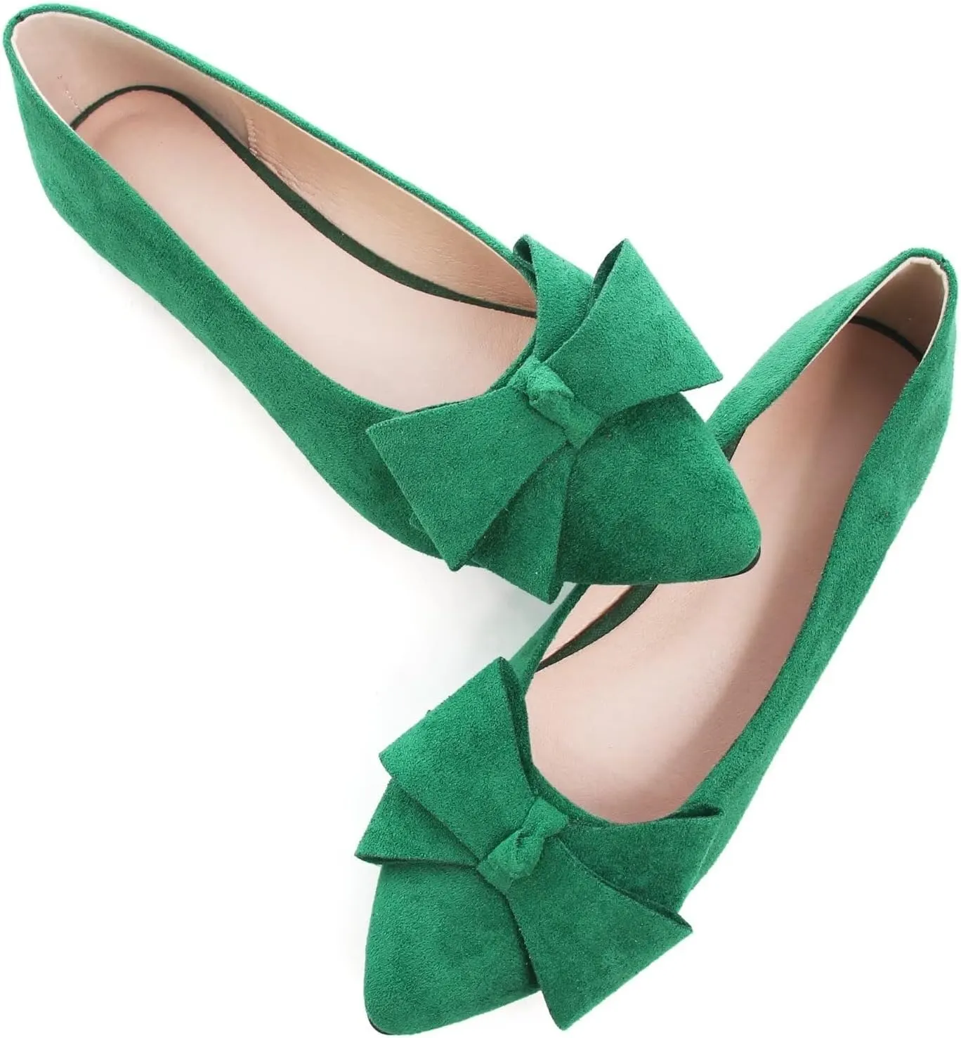 SAILING LU Pointy Toe Ballet Flats for Women with Cute Bowknot Elegant Slip-ons Soft Support Daily Walking Shoes