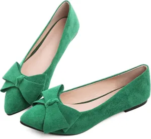 SAILING LU Pointy Toe Ballet Flats for Women with Cute Bowknot Elegant Slip-ons Soft Support Daily Walking Shoes