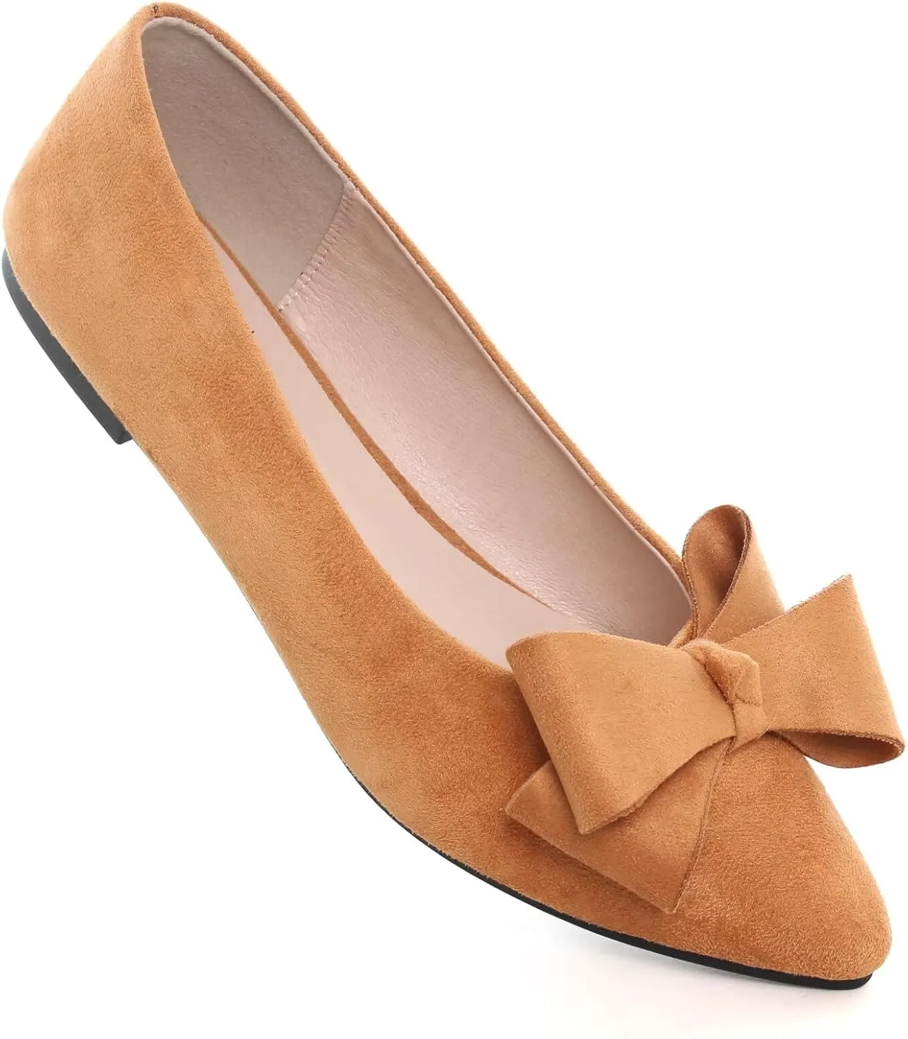 SAILING LU Pointy Toe Ballet Flats for Women with Cute Bowknot Elegant Slip-ons Soft Support Daily Walking Shoes