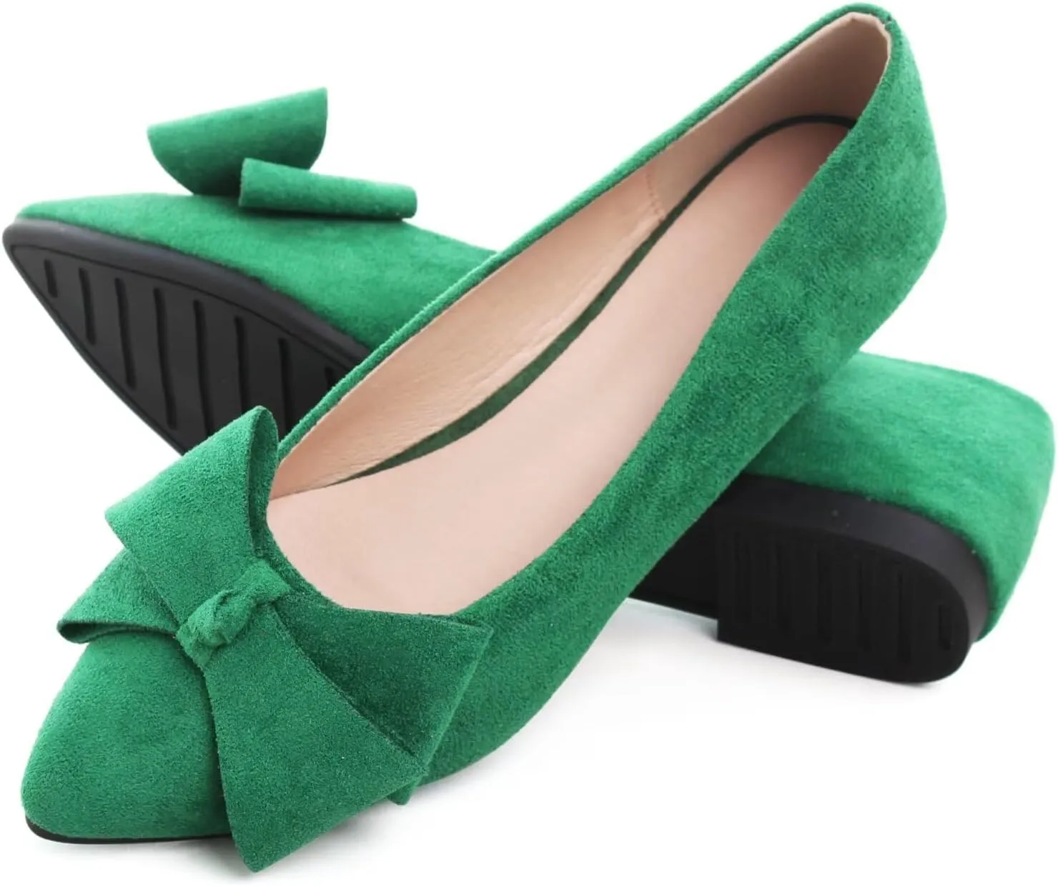 SAILING LU Pointy Toe Ballet Flats for Women with Cute Bowknot Elegant Slip-ons Soft Support Daily Walking Shoes