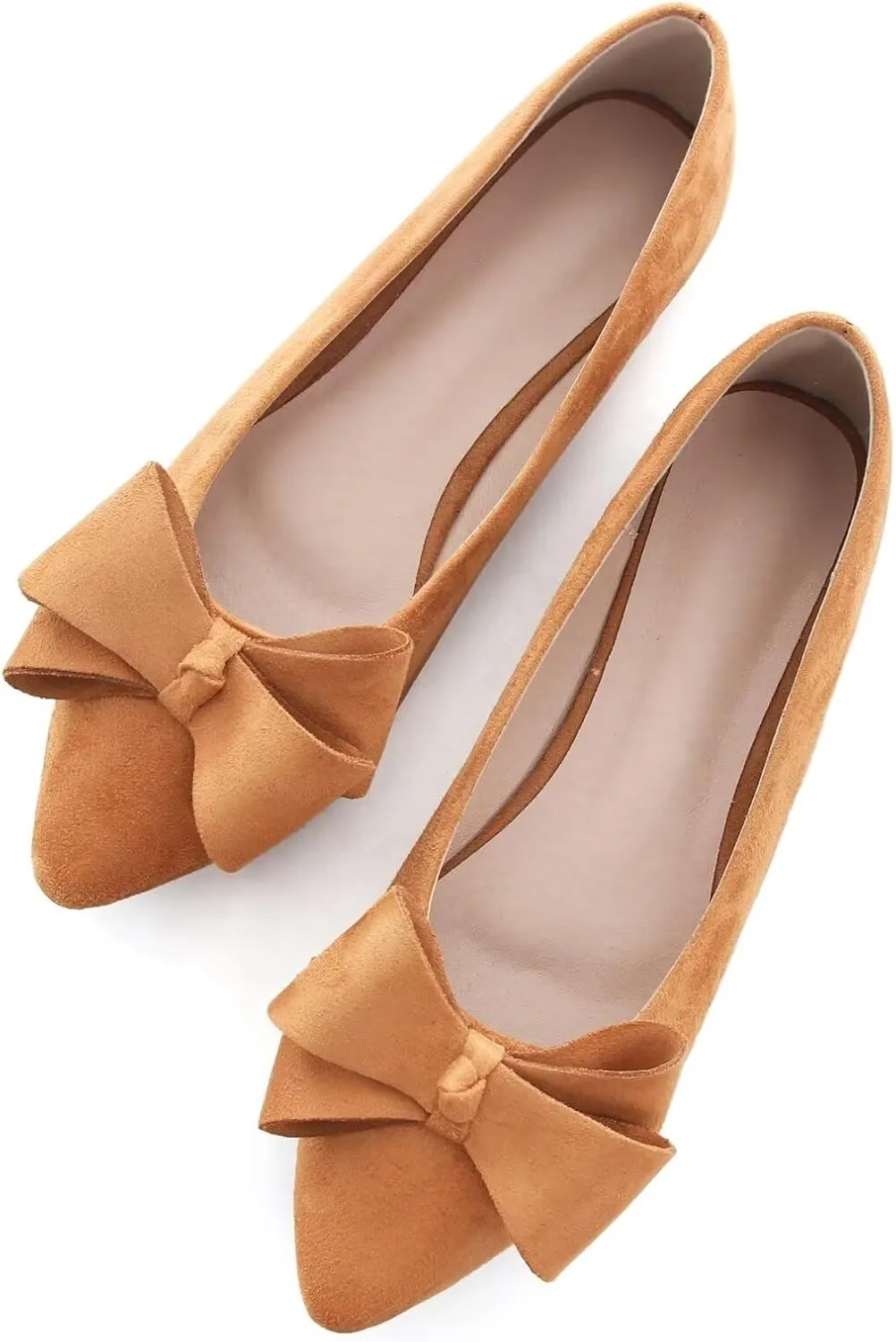 SAILING LU Pointy Toe Ballet Flats for Women with Cute Bowknot Elegant Slip-ons Soft Support Daily Walking Shoes