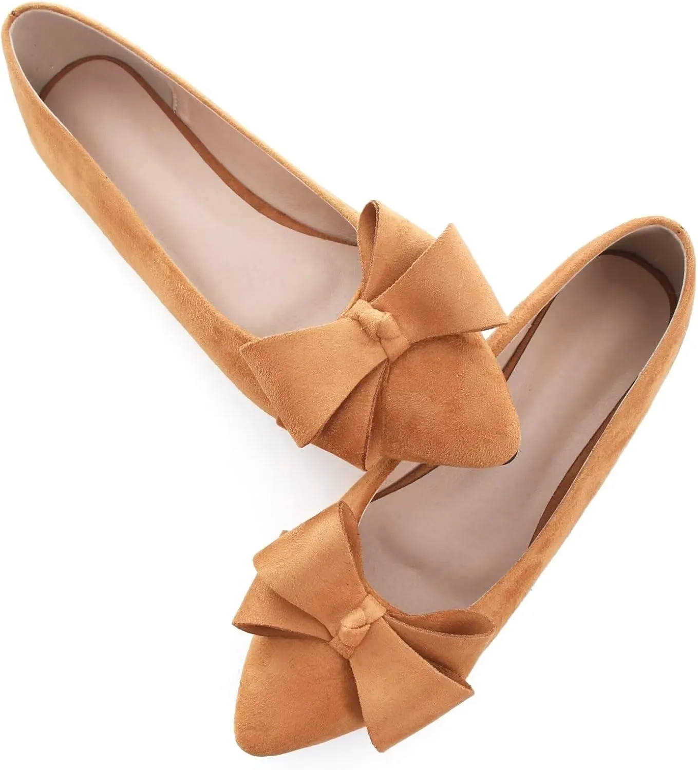 SAILING LU Pointy Toe Ballet Flats for Women with Cute Bowknot Elegant Slip-ons Soft Support Daily Walking Shoes