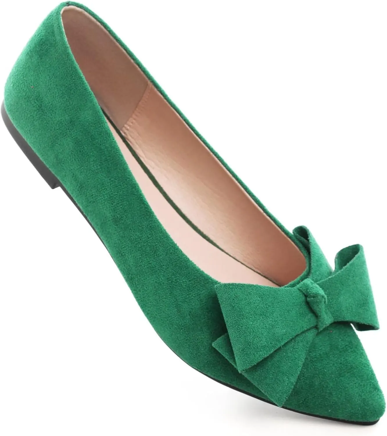 SAILING LU Pointy Toe Ballet Flats for Women with Cute Bowknot Elegant Slip-ons Soft Support Daily Walking Shoes