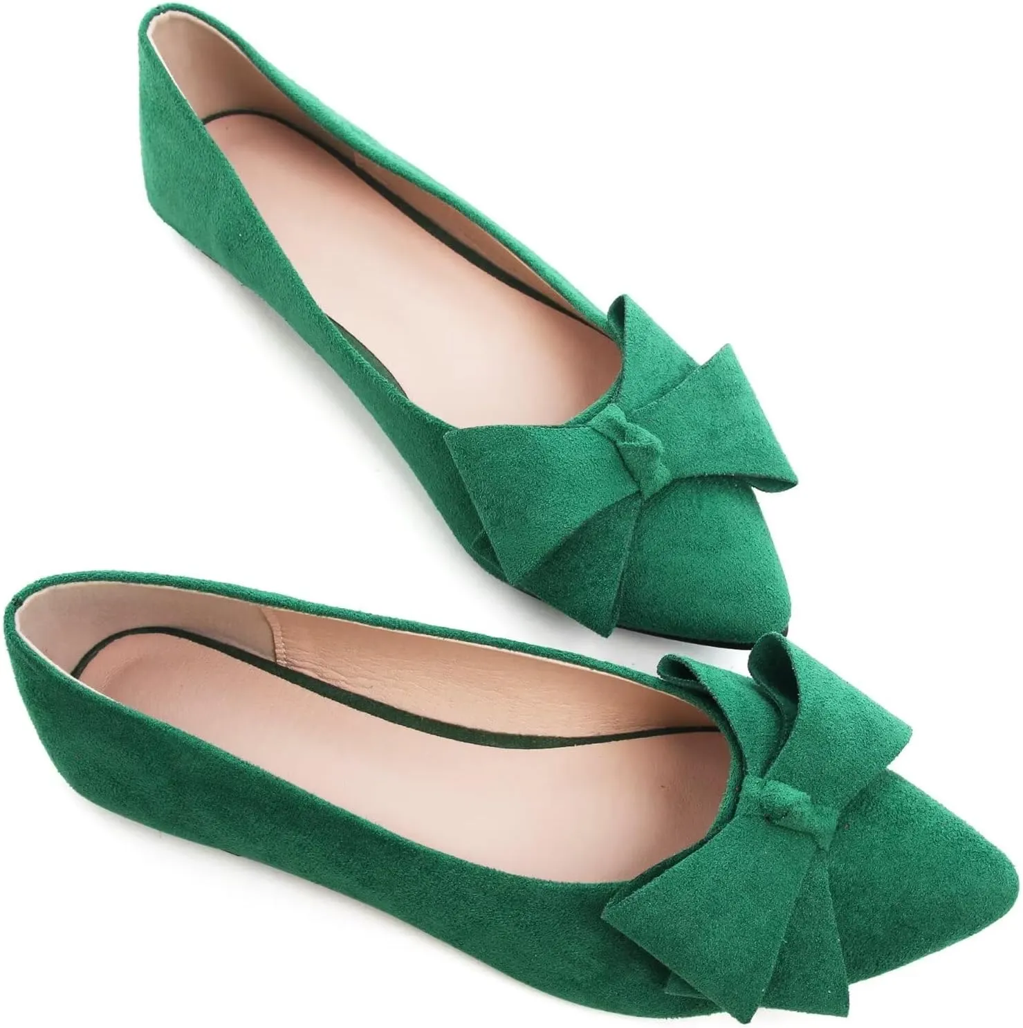 SAILING LU Pointy Toe Ballet Flats for Women with Cute Bowknot Elegant Slip-ons Soft Support Daily Walking Shoes