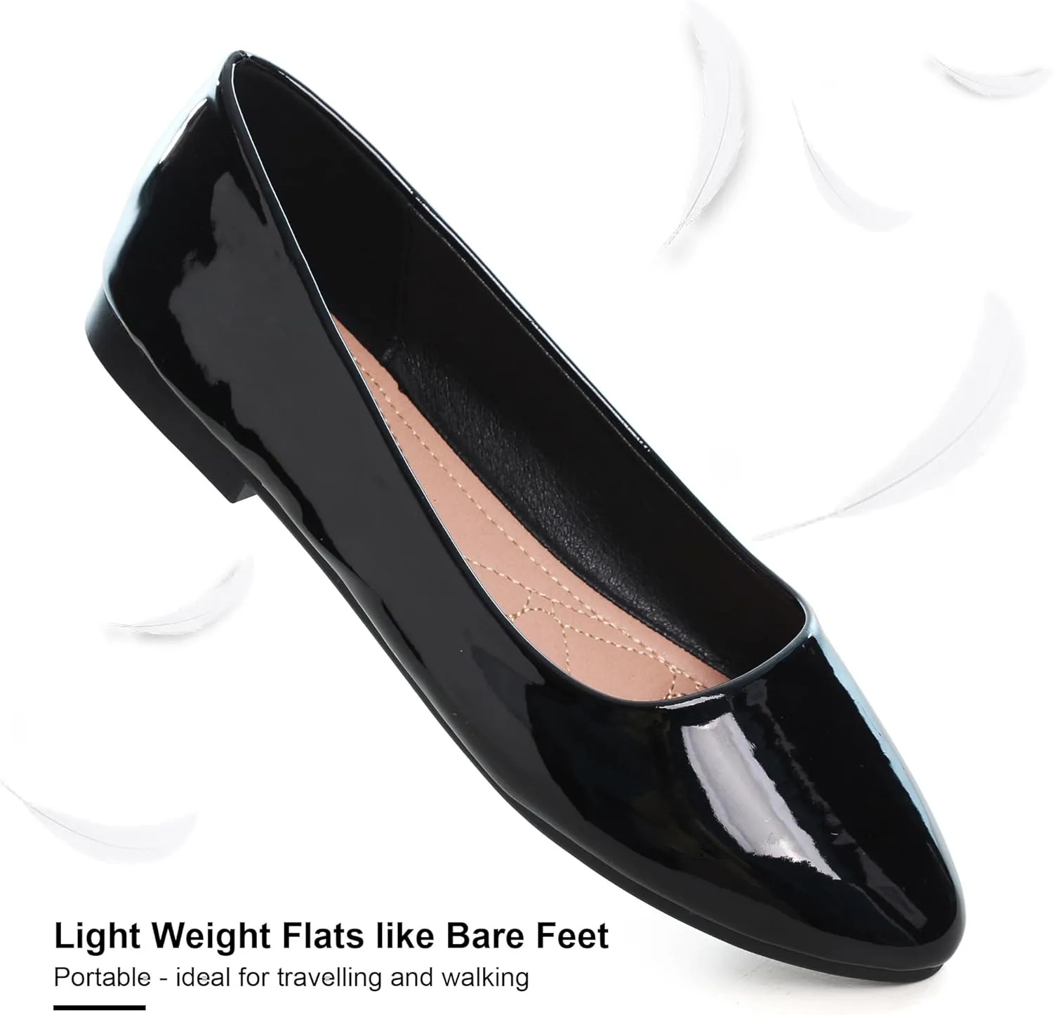 SAILING LU Pointy Toe Shoes Women Ballet Flats Comfort Solid Flat Shoes for Women Work Slip On Moccasins