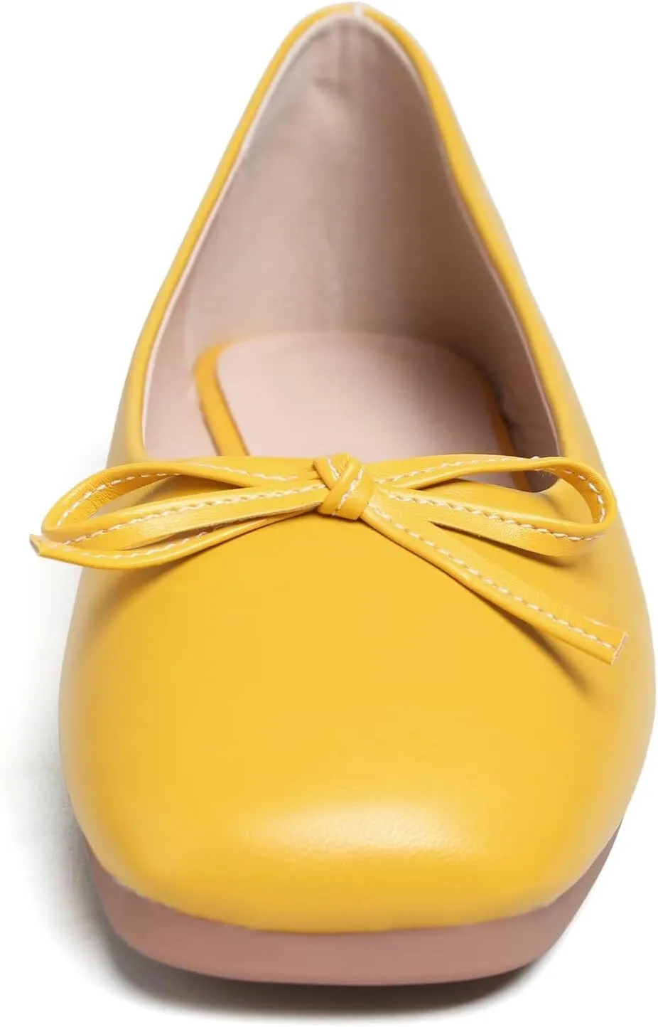 SAILING LU Women PU Leather Square Toe Ballets Flats Bowtie Slip on Comfortable Foldable Ballerian Flat Shoes