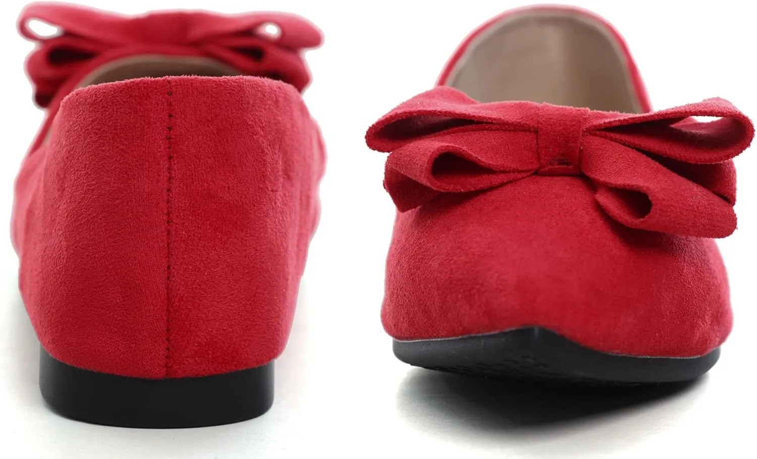 SAILING LU Womens Bow-Knot Ballet Flats Pointed Toe Low-Heel Shoes Suede Dress Shoes Slip On Moccasins