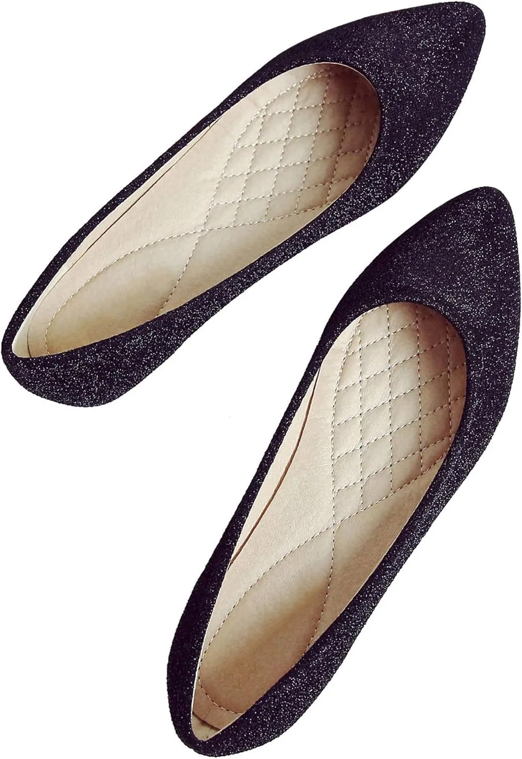 SAILING LU Women's Retro Sequins Dress Shoes Comfort Pointed Toe Ballet Flats Portable Holiday Shoes for Wedding Party