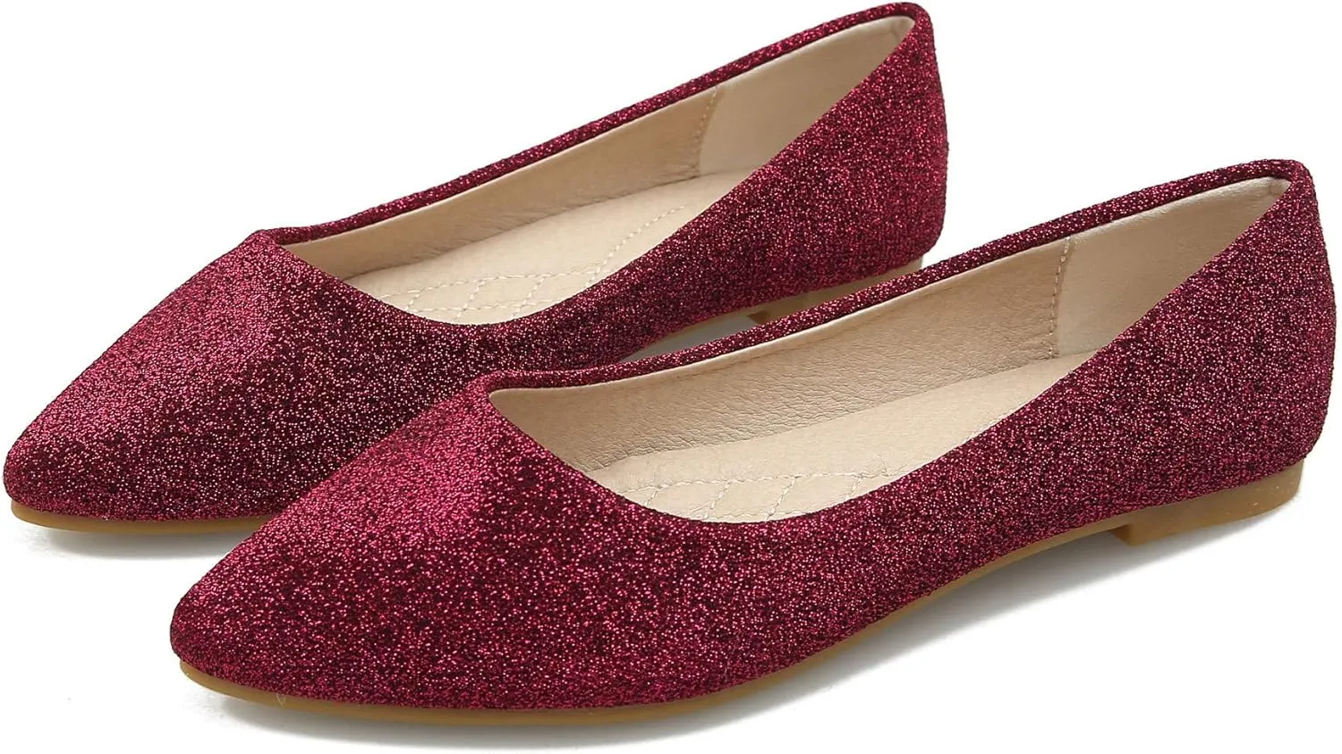 SAILING LU Women's Retro Sequins Dress Shoes Comfort Pointed Toe Ballet Flats Portable Holiday Shoes for Wedding Party